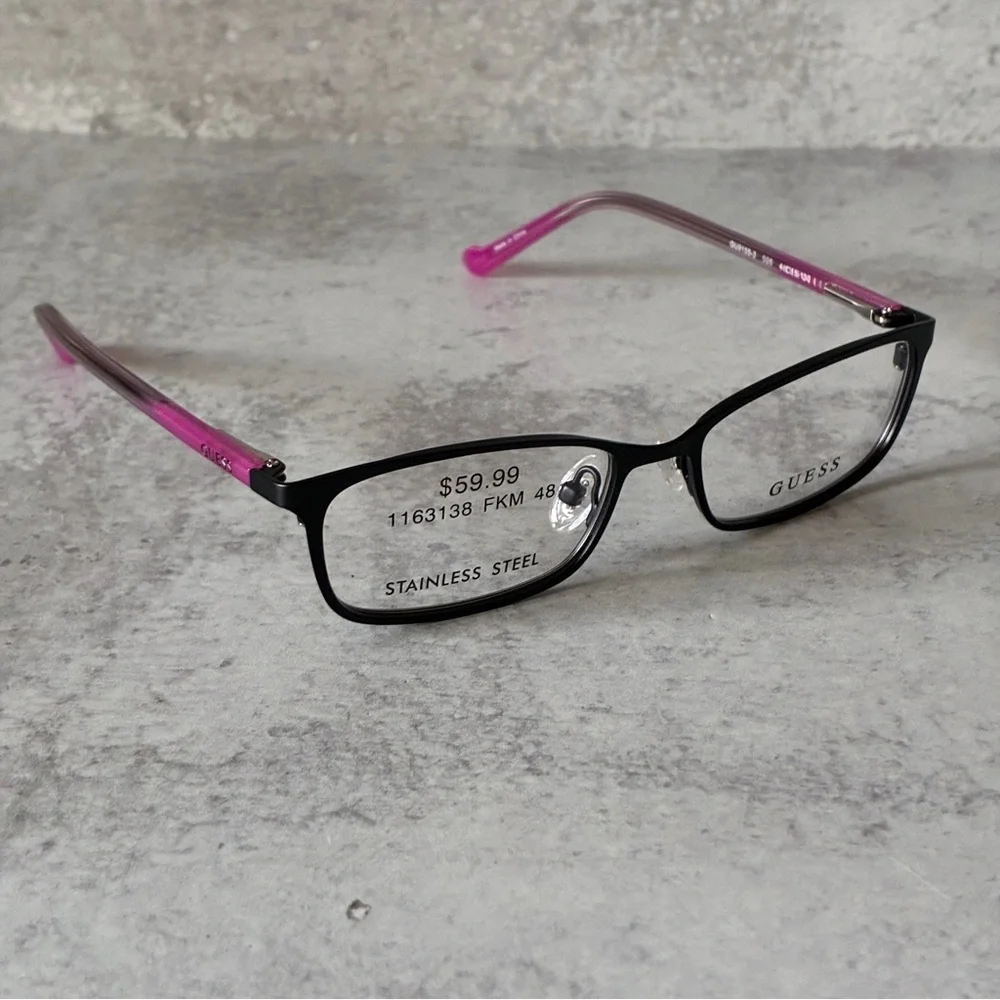 GUESS GU9155-3 005 Black Pink Eyeglasses 48□15 Stainless Steel RX Frames